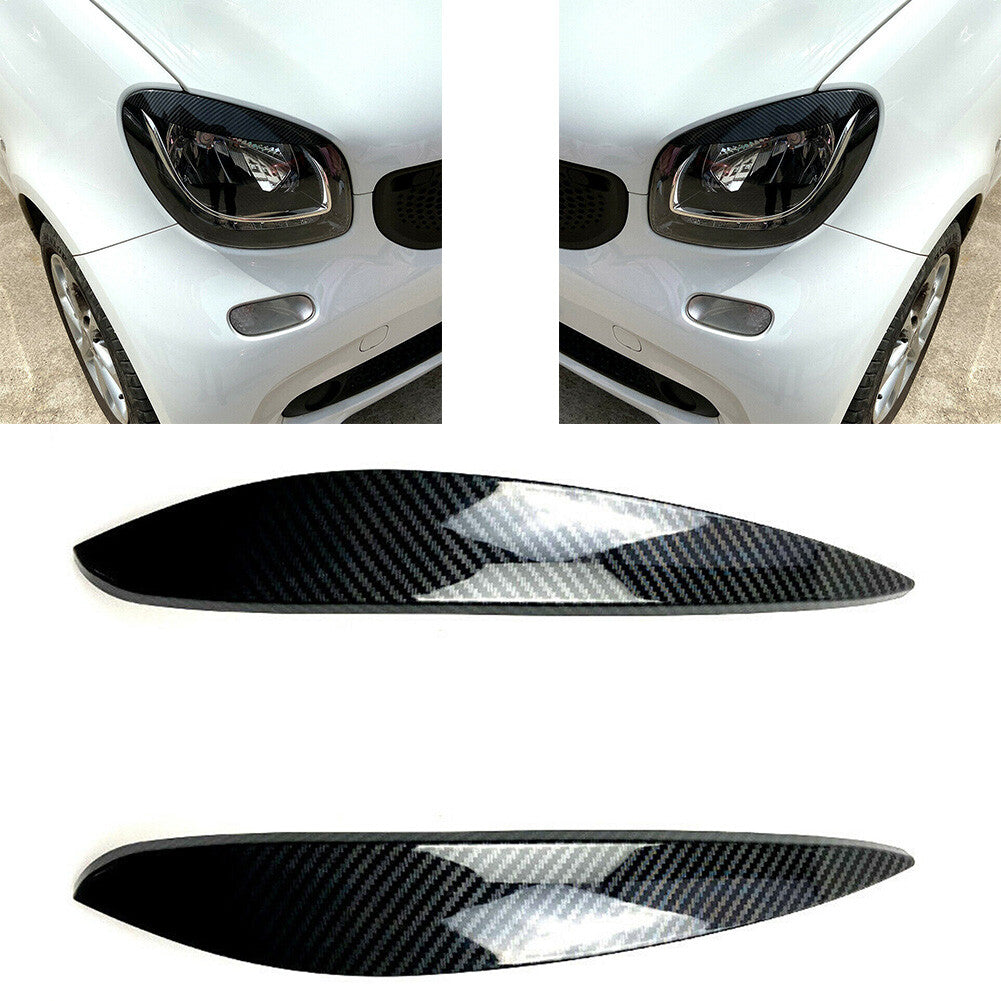 2PCS Headlight Eyelid Lid Eyebrow Trim for Mercedes-Benz for Smart 2014 2015 16+ ABS
