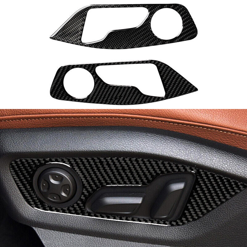 Real Carbon Fiber Car for Seat Adjustment Panel Cover Trim for Audi Q7 SQ7 2016-19