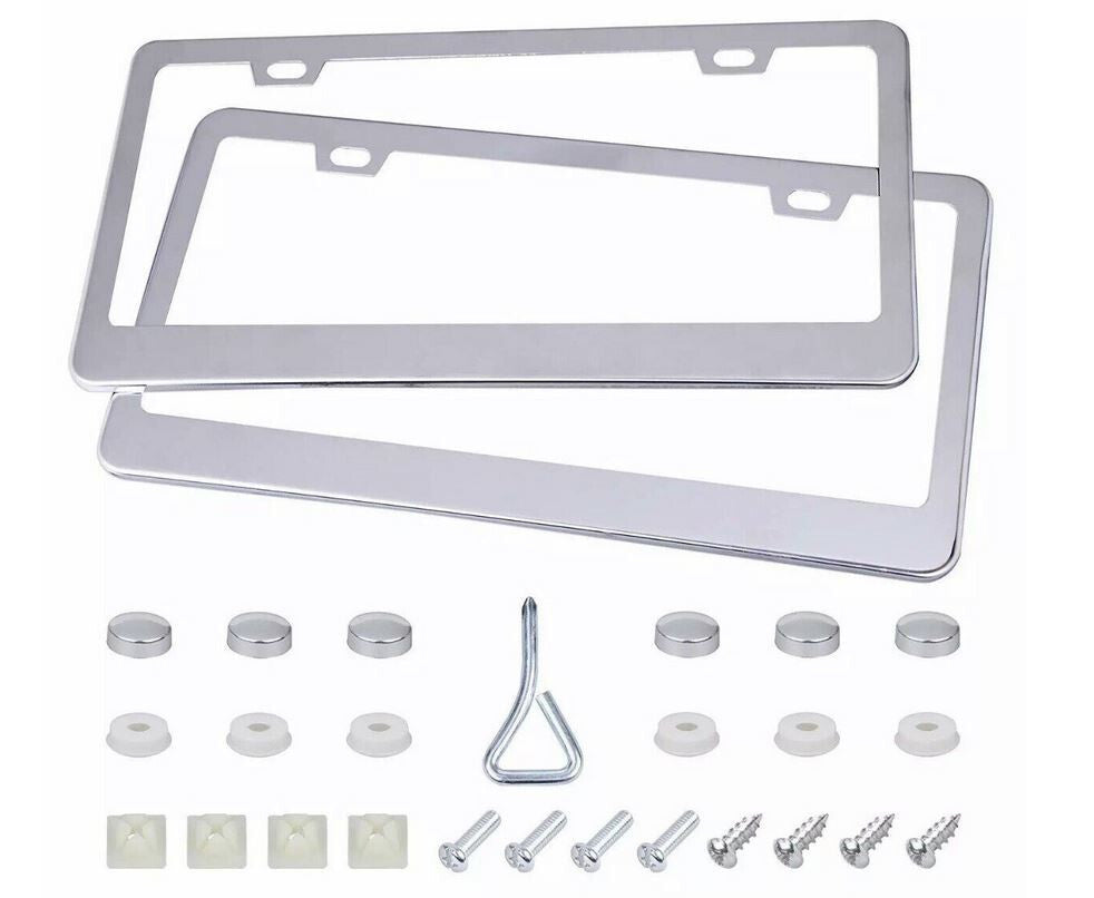 2-piece car license plate frame cover, rear boot screw cap, chrome alloy, suitable for new  for ford  models