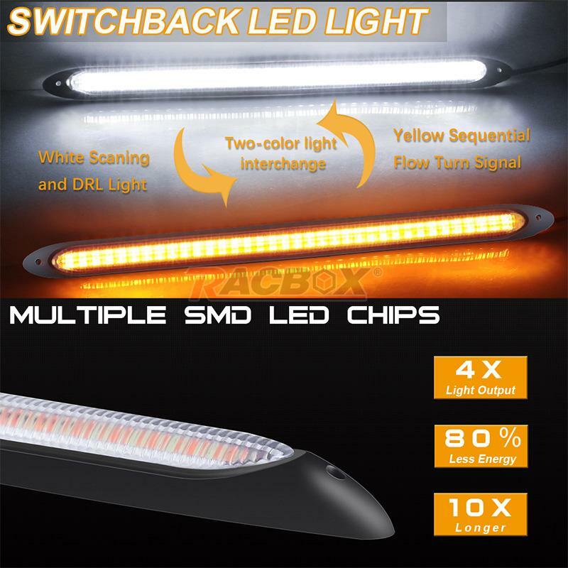 2X 28cm White/Yellow LED DRL Daytime Running Lights Strip Turn Signal Sequential