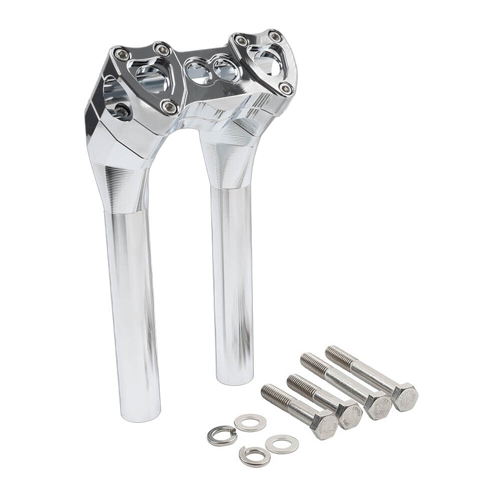 Chrome 10 inch Tall Handlebar Risers Pullback 1.5 for Harley 1-1/8 Clamp