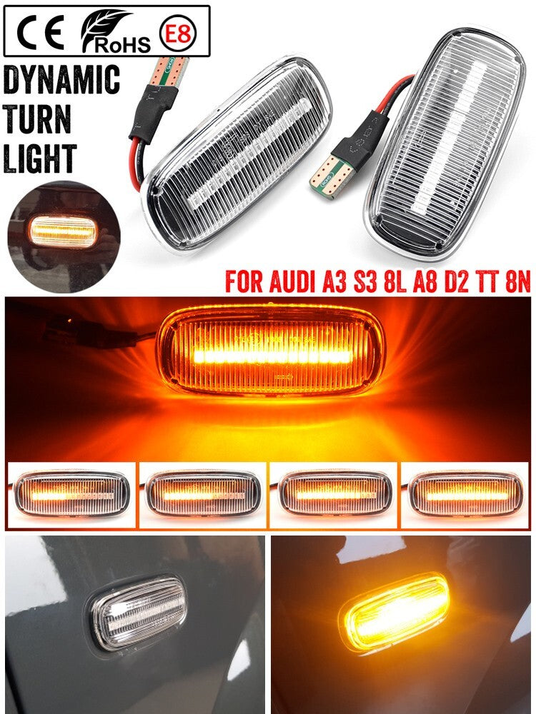 2pcs Dynamic LED Side Marker Turn Signal Light for Audi A3 8L for A8 D2 TT 8N S3