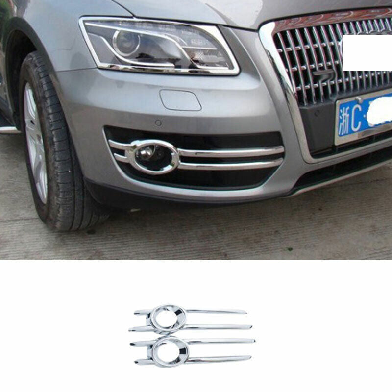 Fit for Audi Q5 2009-2012 ABS Chrome Front Bumper Fog Light Lamp Strip Trim 2PCS