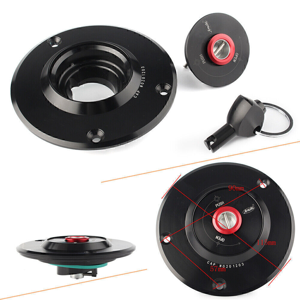 for Kawasaki Z750 Z1000 ZX-6R 2003 - 2006 Fuel Filler Cover Gas Tank Cap w/Key