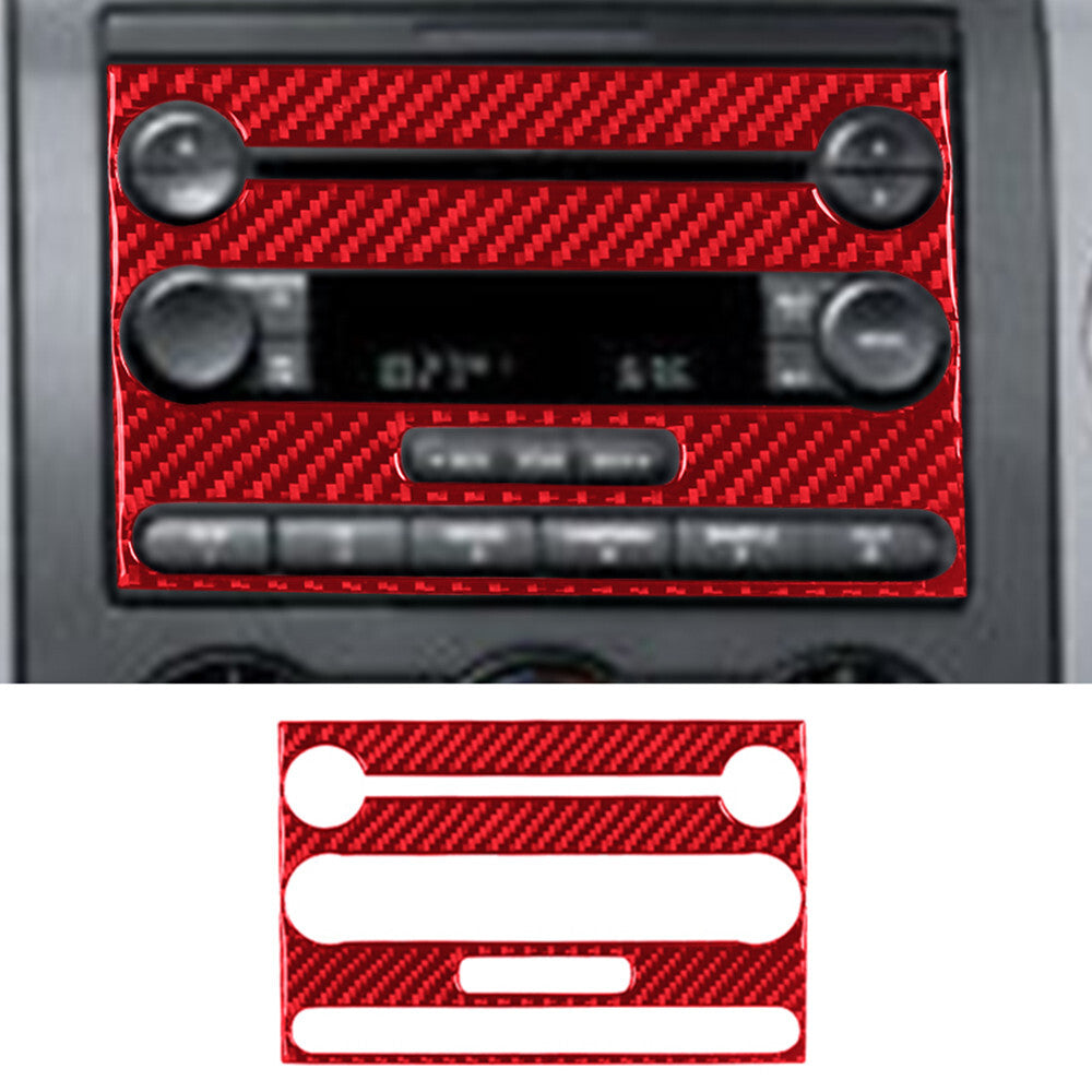 Red Carbon Fiber Center Control Panel Trim Cover Type B for Ford F150 2004-2008