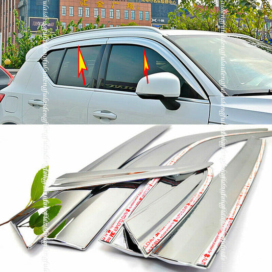 4X for Volvo XC40 2018-2022 Chrome Window Visors Sun Rain Guard Vent Deflectors