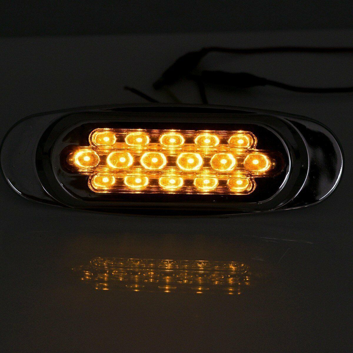 10-50pcs Oval Side Marker Light 16-LED Amber Chrome Bezel for Freightliner Truck