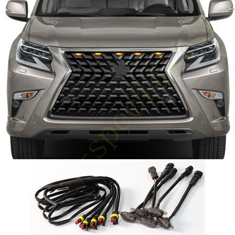 for Lexus GX460 2020-2021 Smoky Shell Grille LED Amber Light Style Grills