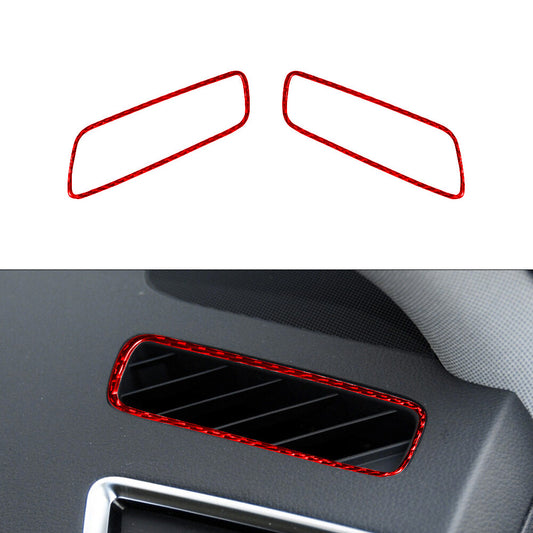 Red Defroster Air Vent Trim Cover Decoration Carbon Fiber for Audi Q5 2009-2017