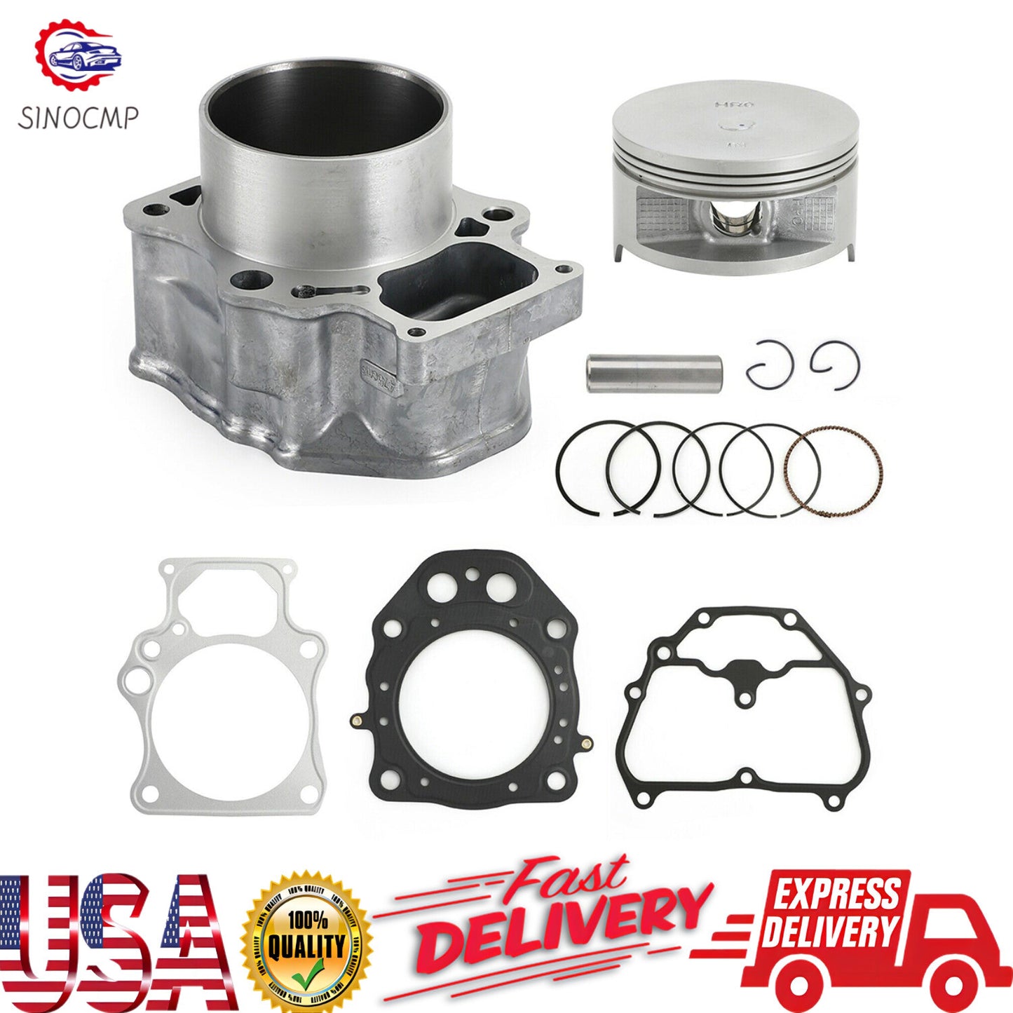 Piston Cylinder Kit 12100-HR0-F00 Cylinder Jug Kit Fits for Honda TRX500 12-19
