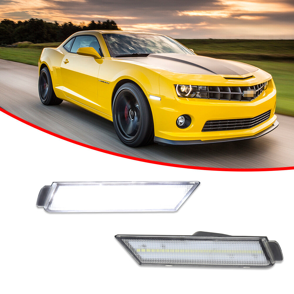 Transparent lens, white LED, front-side marker reflector for 2010-15 for Chevrolet Camaro