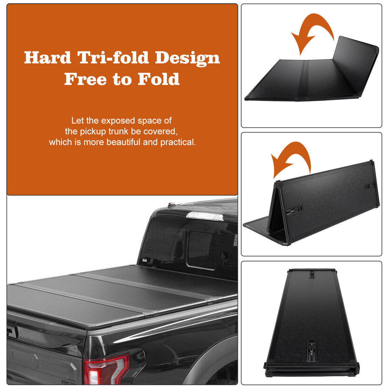5.7/5.8FT 3-Fold Truck Bed Tonneau Cover For 2009-24 for Dodge for Ram 1500 Pickup S