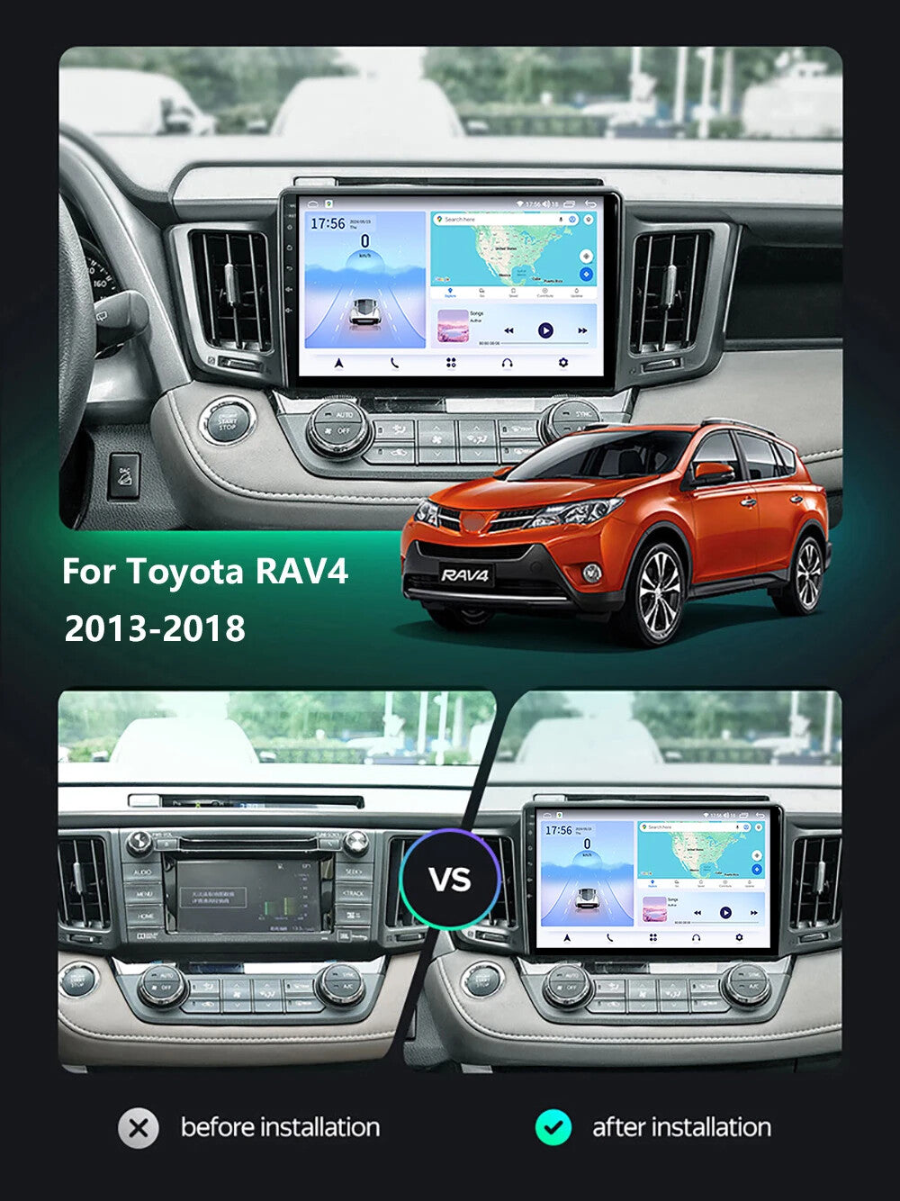 Car Radio for Toyota RAV4 4 XA40 5 XA50 Auto Multimedia Video Player GPS CarPlay