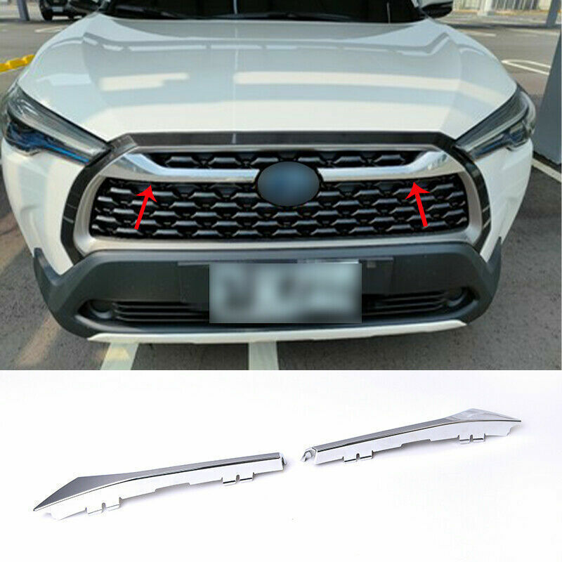 Chrome Front Center Mesh Grille Grill Strips Trim for Toyota for Corolla Cross 22-23
