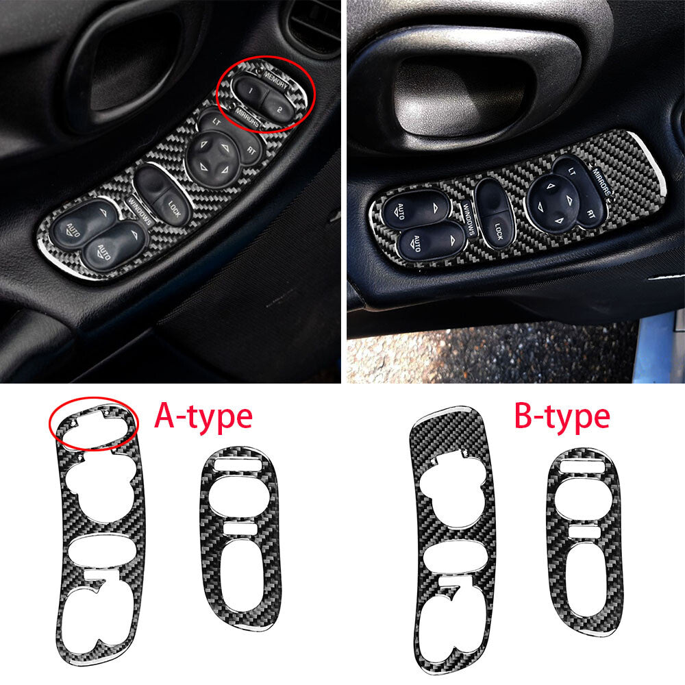Red Carbon Fiber Window Lift Switch Control Trim for Chevrolet for Corvette C5 98-04
