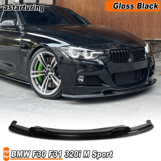 for BMW 3 Series F30 318i 320i MTech Bumper 12-18 Gloss Black Front Lip Spoiler