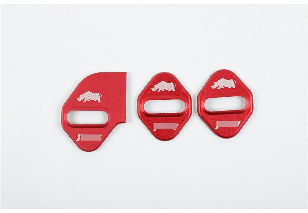 3¡Á Alloy Red Car Door Lock Protector Buckle Cover Fit for Suzuki for Jimny 2019-2021