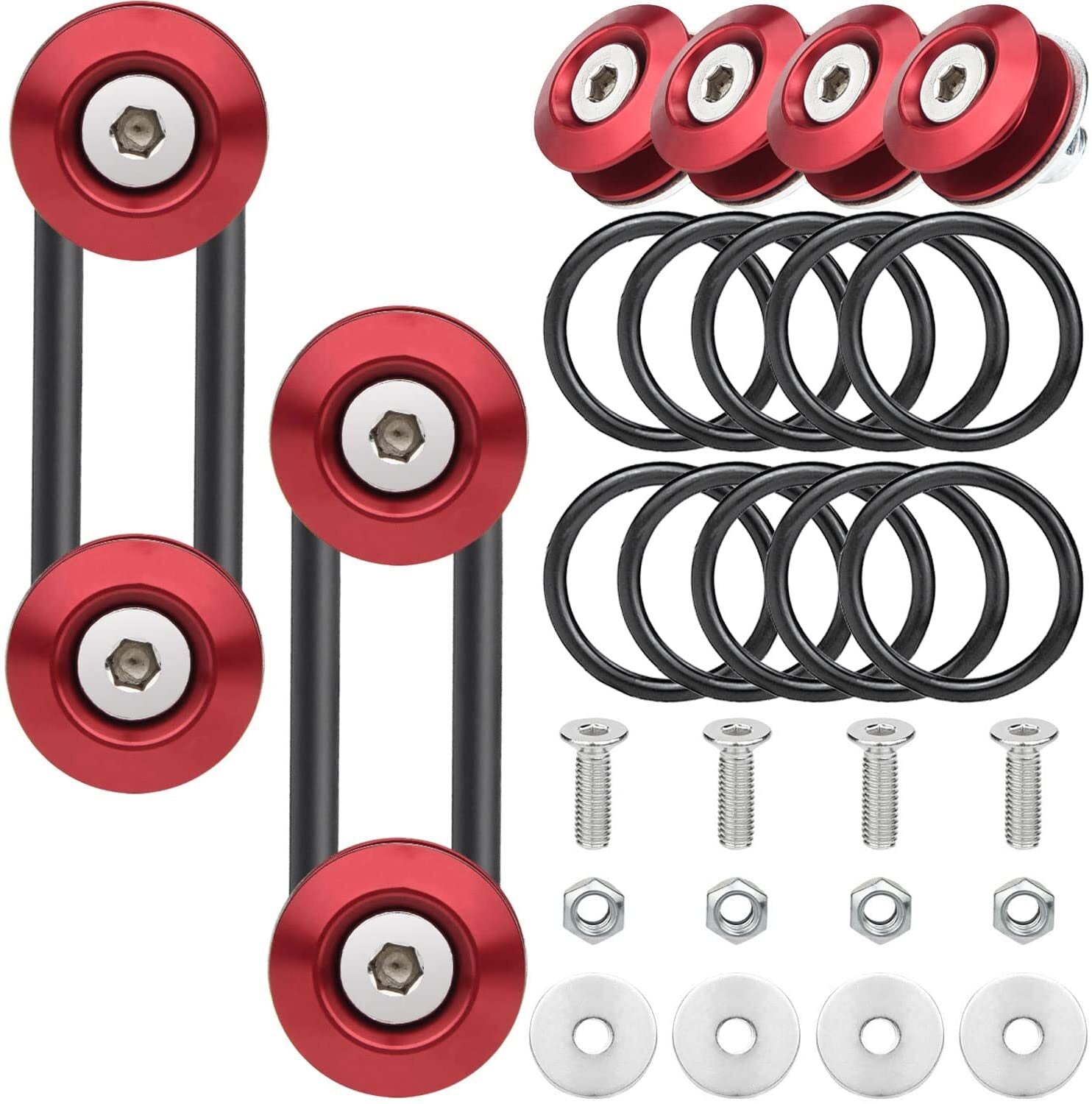 8-piece red bumper quick-release front and rear bumper fasteners and trunk mudguard clip kit