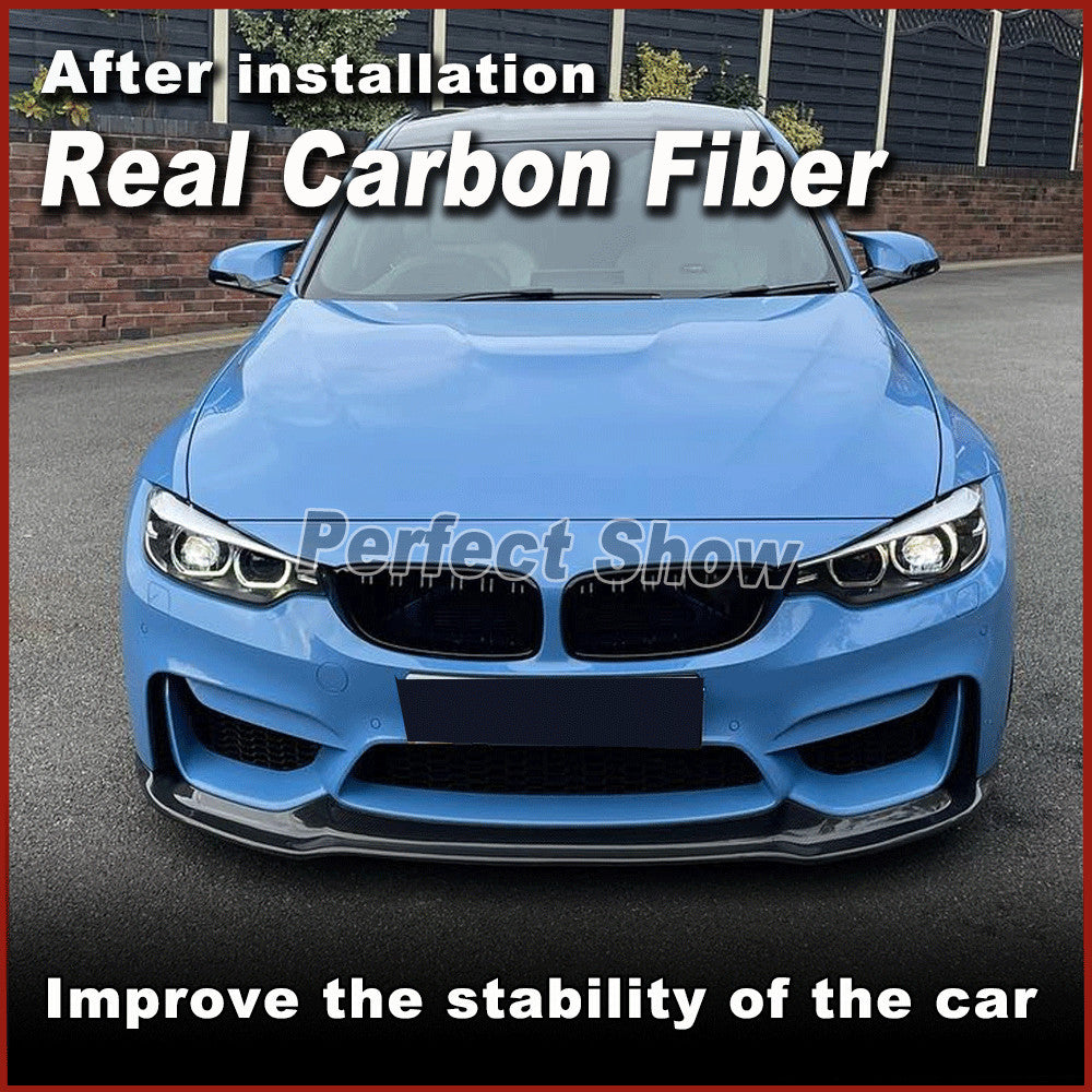 for BMW F80 M3 F82 F83 M4 2014-2019 Real Carbon Fiber Front Bumper Lip Spoiler