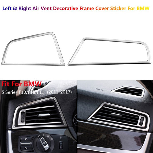 2x Stainless for BMW 5 Series F10 Car Center Side Air Vent Outlet AC Cover Trims