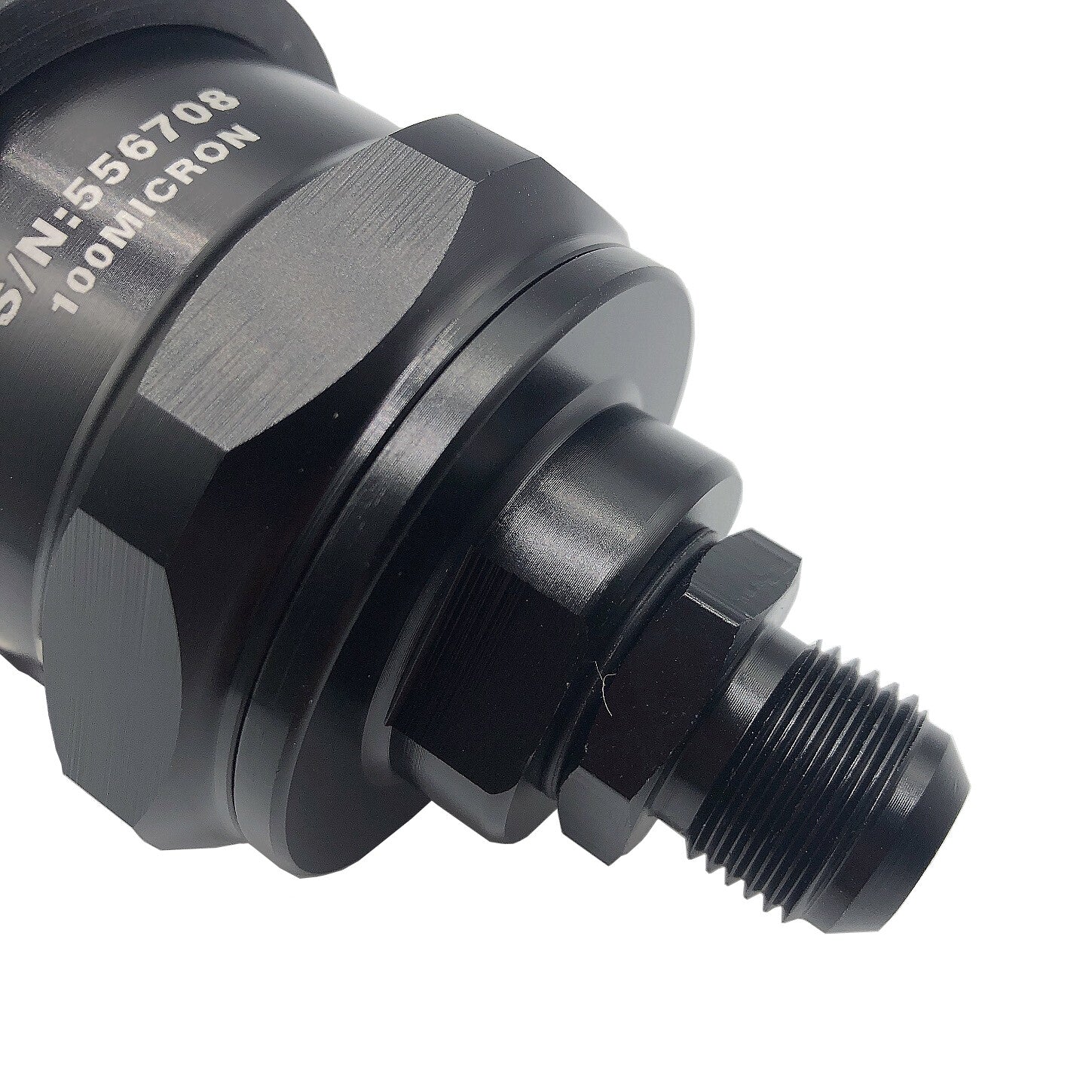 Black AN6 Inline Fuel Filter E85 Ethanol With 100 Micron Stainless Steel Element