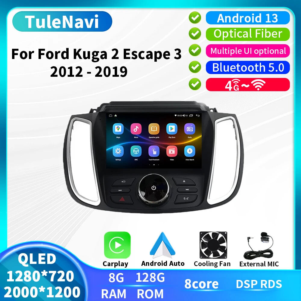 for Ford Kuga 2 Escape 3 2012-2019 Car Radio Carplay GPS Multimedia Video Screen