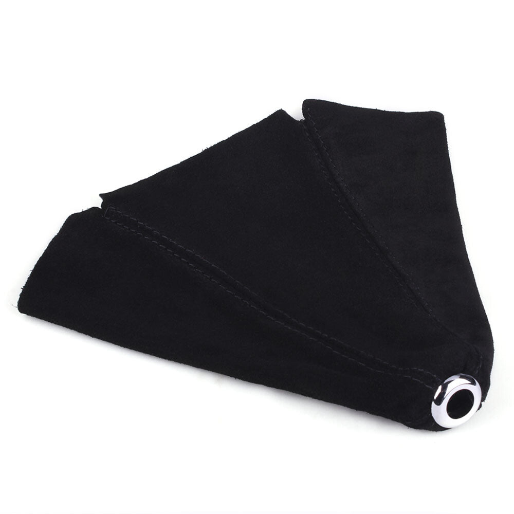 Genuine Leather Alcantara Suede Shift Knob Boot Cover Black With Black Stitches