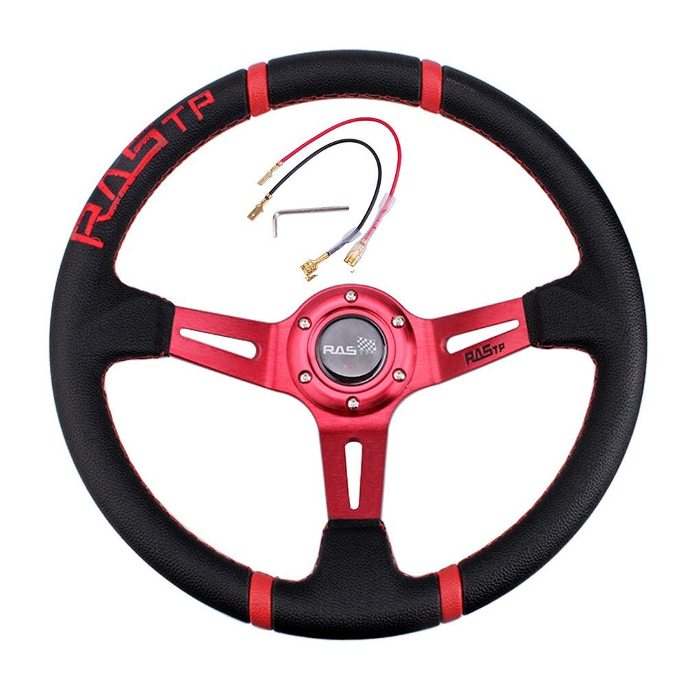 350mm Deep Dish 6Bolt Aluminum Sport Racing Drifting Steering Wheel US