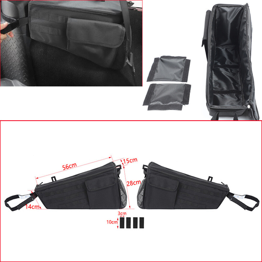 2¡ÁBlack Rear Trunk Side Storage Bag Organizer for Jeep for Wrangler JL 2Door 2018-23
