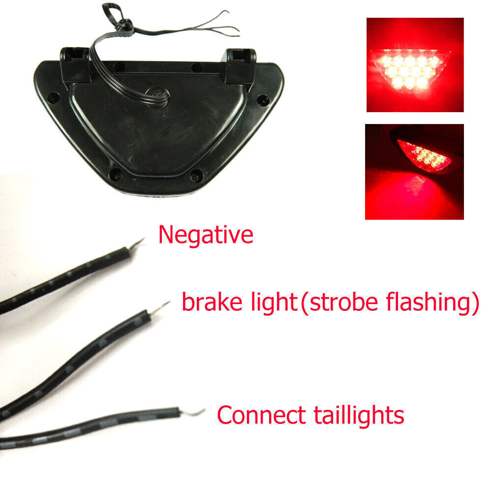 12V Flashing Blink Brake Tail Light LED Safety Warning Triangle 3rd Strobe Red