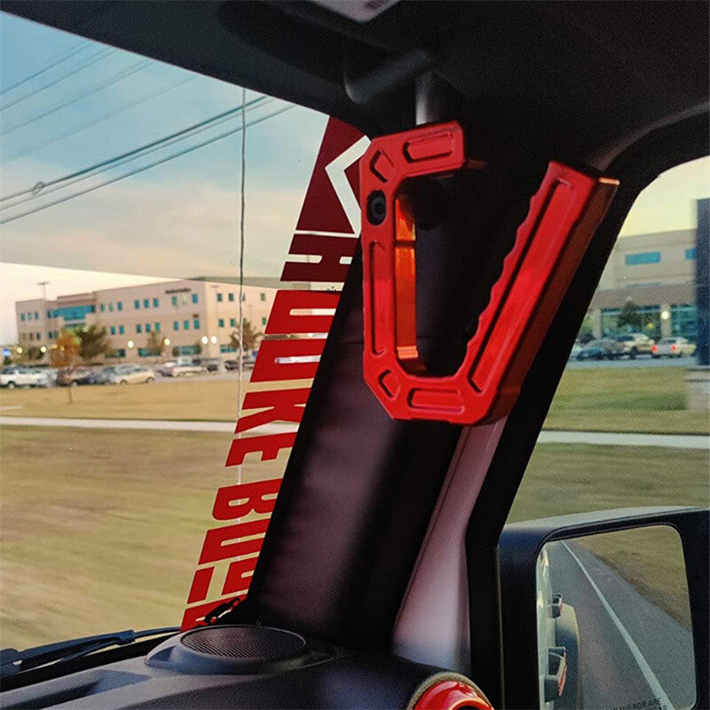 Red Front Grab Grip Handles Aluminum Compatible with for Jeep for Wrangler JK 2007-2018