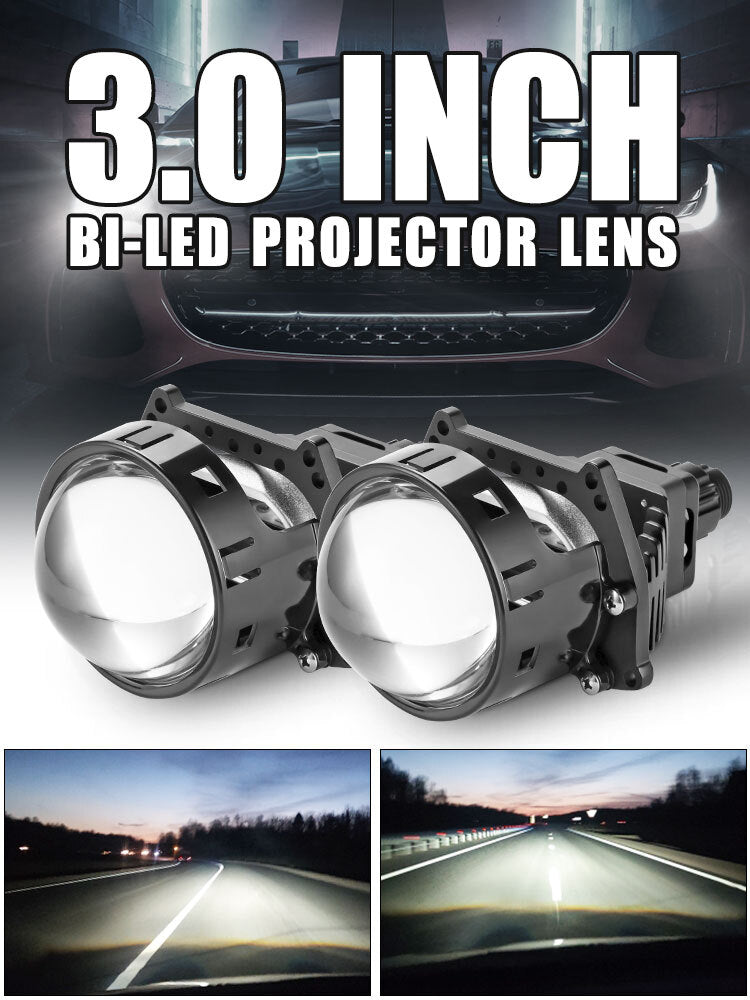 2X 3.0 inch Bi LED Projector Lens LHD Headlight Kit 6000K Hi-Lo H4 H7 9005 9006