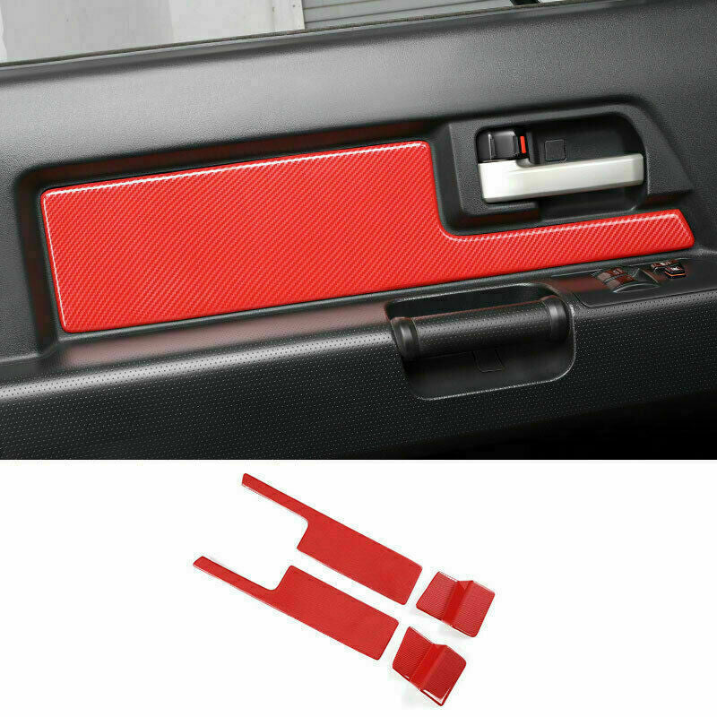 4P For 2007-2017 for Toyota FJ Cruiser Red Carbon Fiber Inner Door Panel Cover Trim