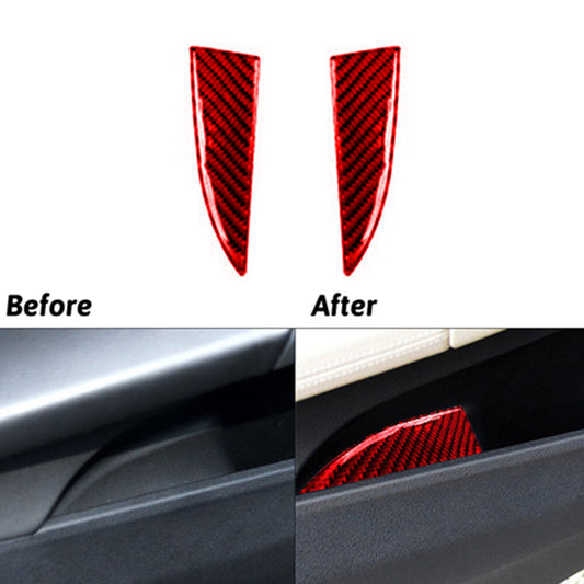 Red Carbon Fiber Front Door Storage Accent Cover Trim for BMW X1 F48 2016-2018