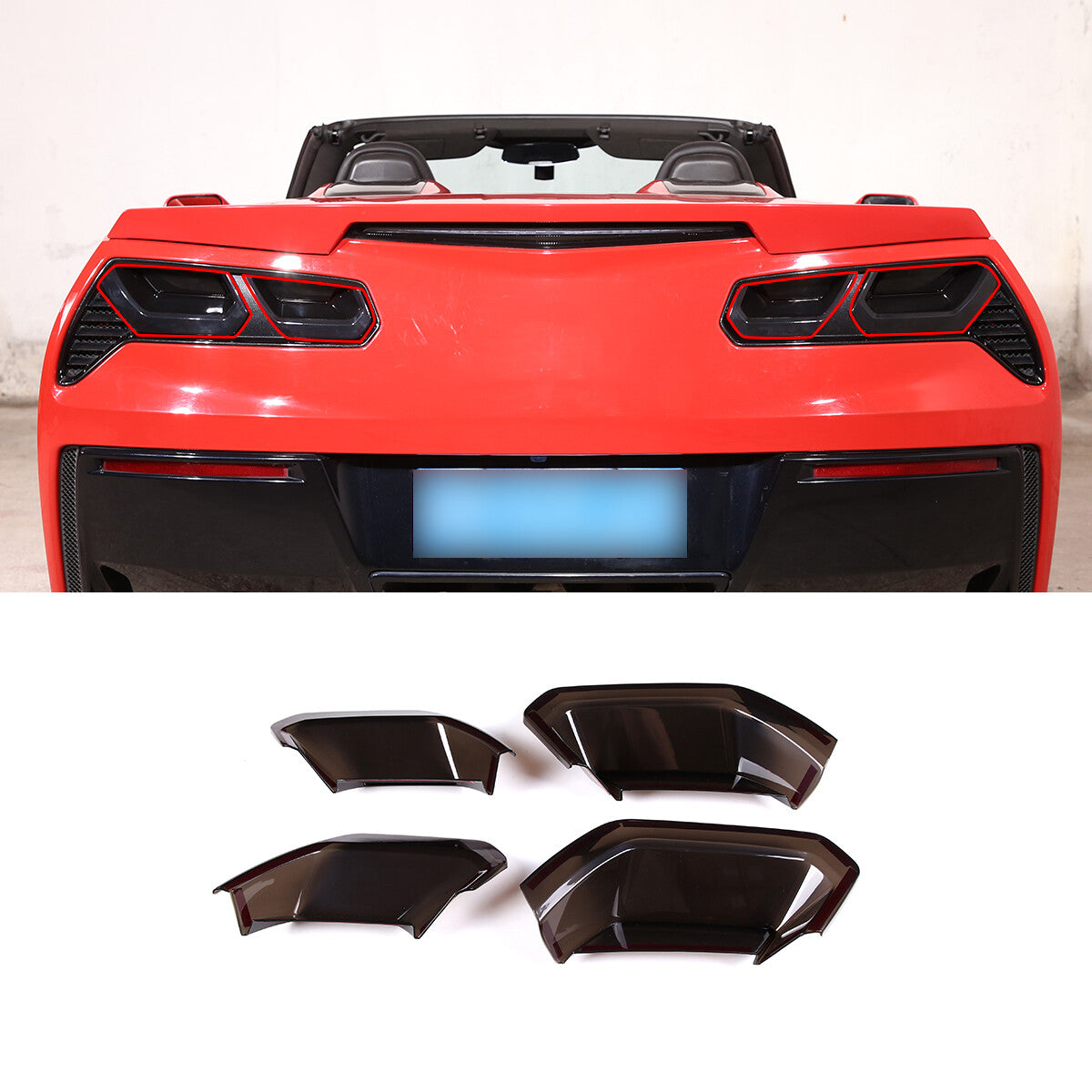 Red ABS console armrest box cover trim for Corvette C7 2014-2019