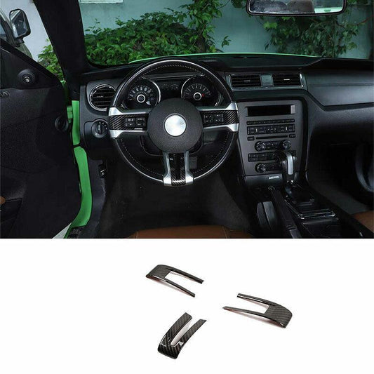 Carbon Fiber Front Steering Wheel Frame Cover Trim for Ford for Mustang 2009-2014