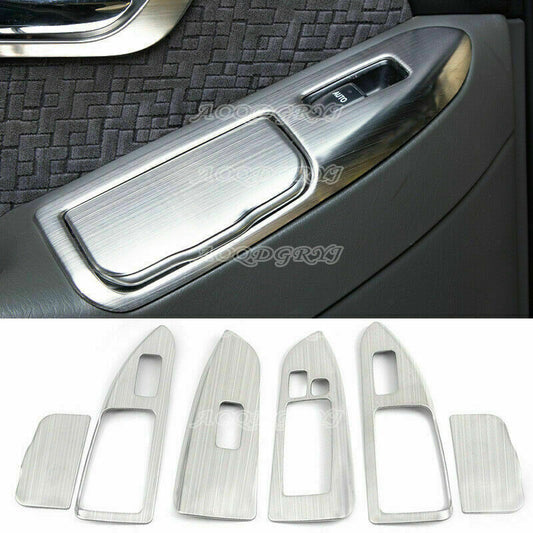 Silver Door Window Lock Switch Lift Cover Trim For 2003-09 for Toyota Prado 120