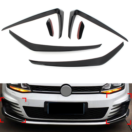 Glossy Black Front Bumper Side Air Vent Cover Kit Trim for VW for Golf 7 2013-16