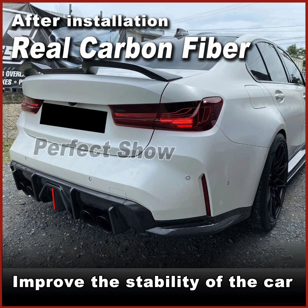 Fit for BMW G82 G83 M4 22021-2024 REAL CARBON Rear Bumper Diffuser W/ LED Light