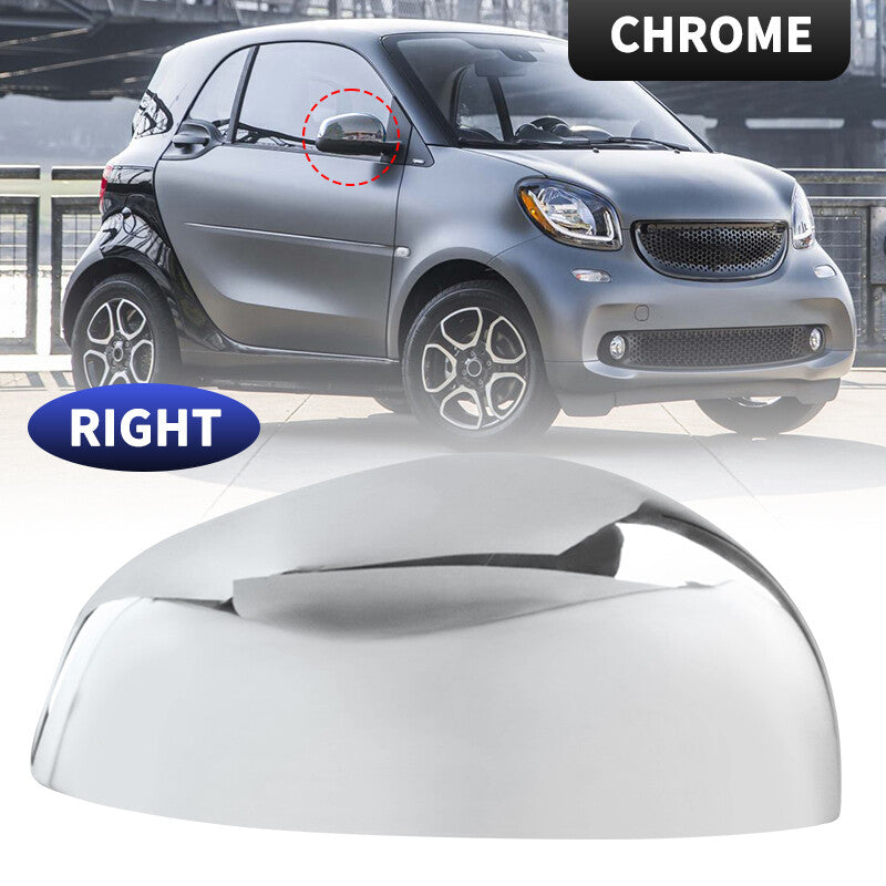Right Passenger Side Rearview Mirror Cover Cap Chrome for Smart Fortwo 2015-2024