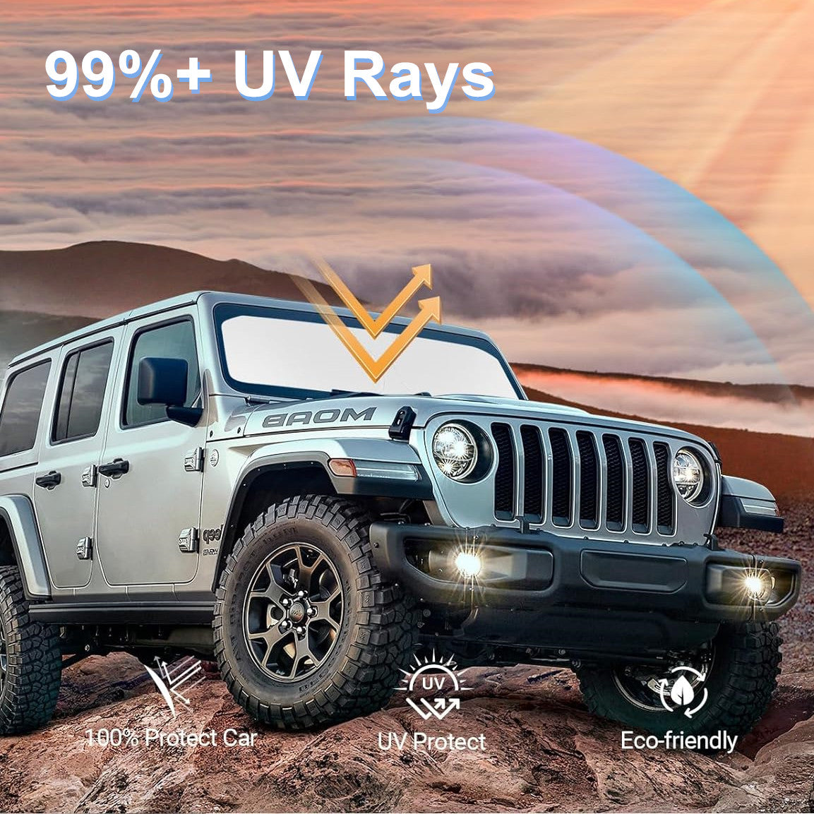 Custom For 2018-2025 for Jeep for Wrangler Gladiator Front Windshield Sun Shade Cover