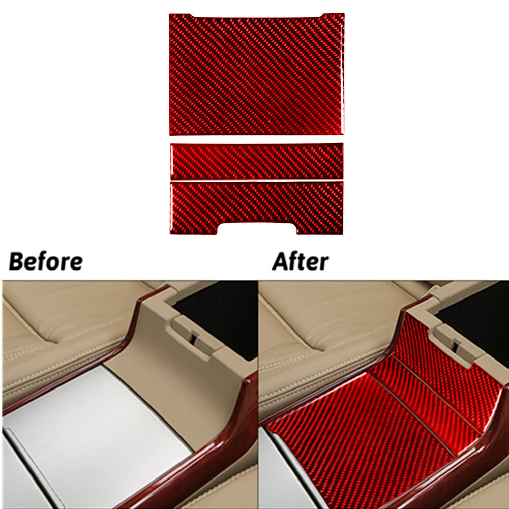 3PCS Carbon Fiber Cup Holder Panel Sticker Trim for Hyundai Azera 2006-2011