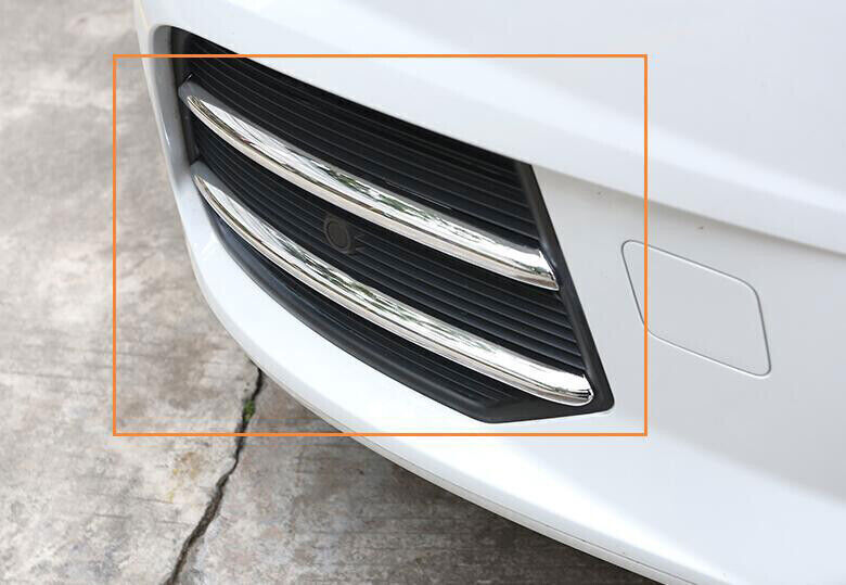 Fit for Audi Q3 2013-18 ABS Chrome Front Bumper Fog Lamp Light Strip Trims 4PCS