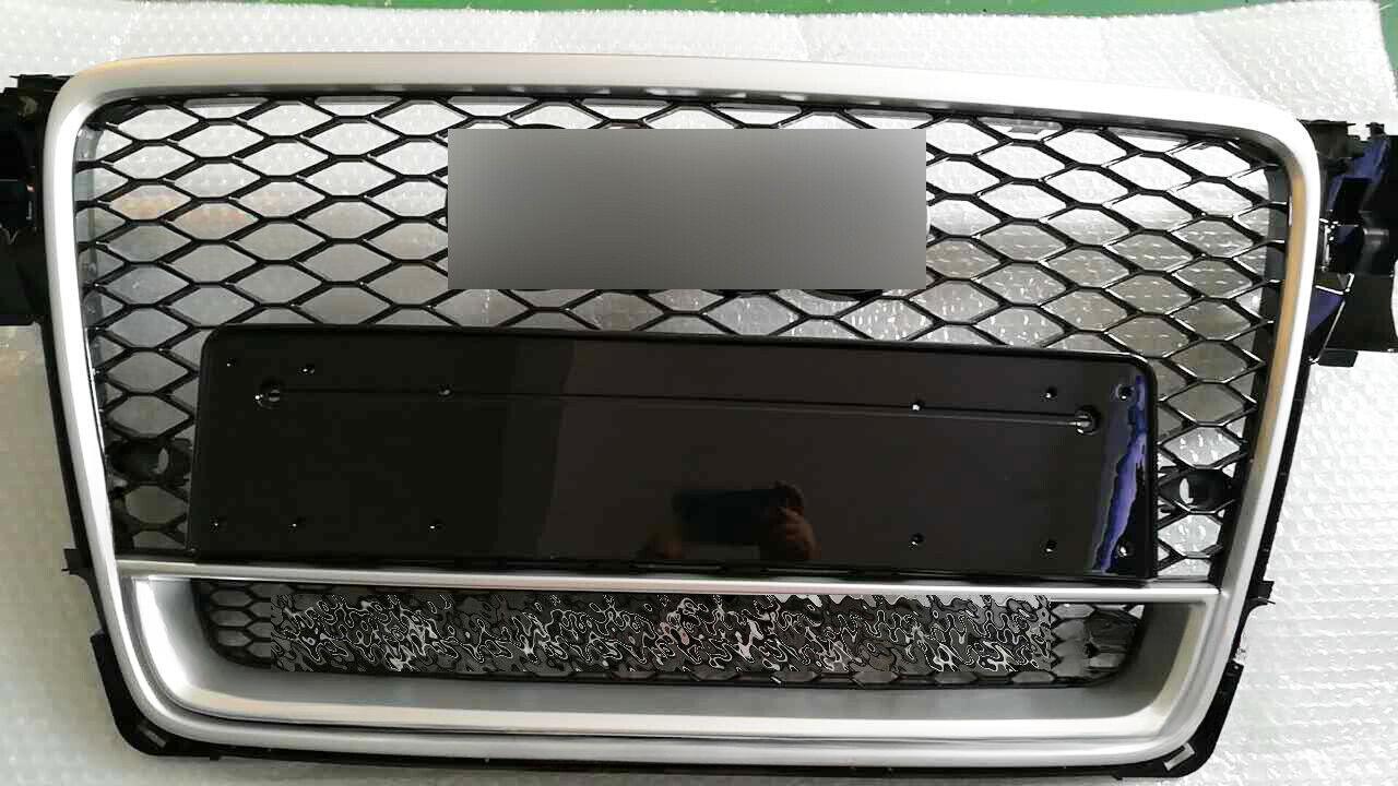 Suitable for Audi 09 10 11 12 B8 A4 S4 RS4 style barbecue grill with silver trim and chrome plating.