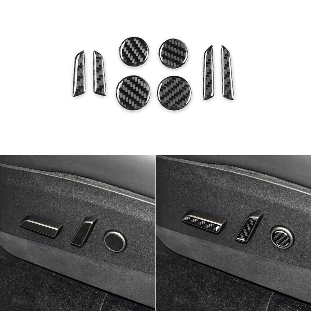 8X Carbon Fiber Console for Seat Adjustment Button Cover for Tesla Model 3/Y 2017-22