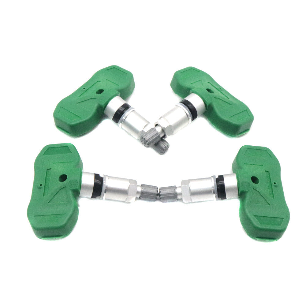 Four new green tire pressure sensors (TPMS) for GM for Cadillac CTS, for Buick , and for Chevrolet (15268606-).