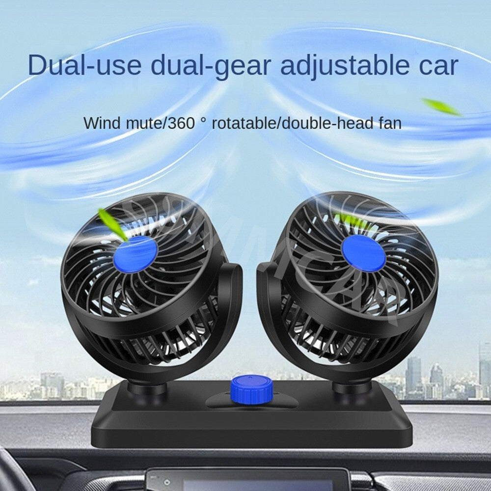12V Dual Head Car Fan Portable 360¡ã Rotatable Auto Cooling Cooler For Summer