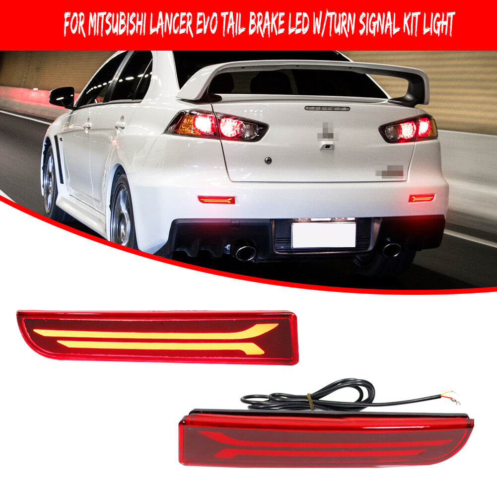 Suitable for Mitsubishi Lancer Evo with red lens, rear LED with sequential turn signals.