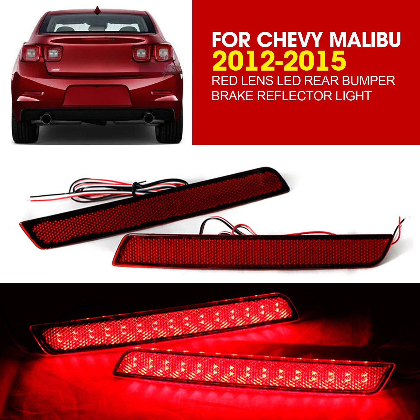 Red-lens LED rear bumper brake reflector light (Assy) for Chevrolet Malibu 2012-2015