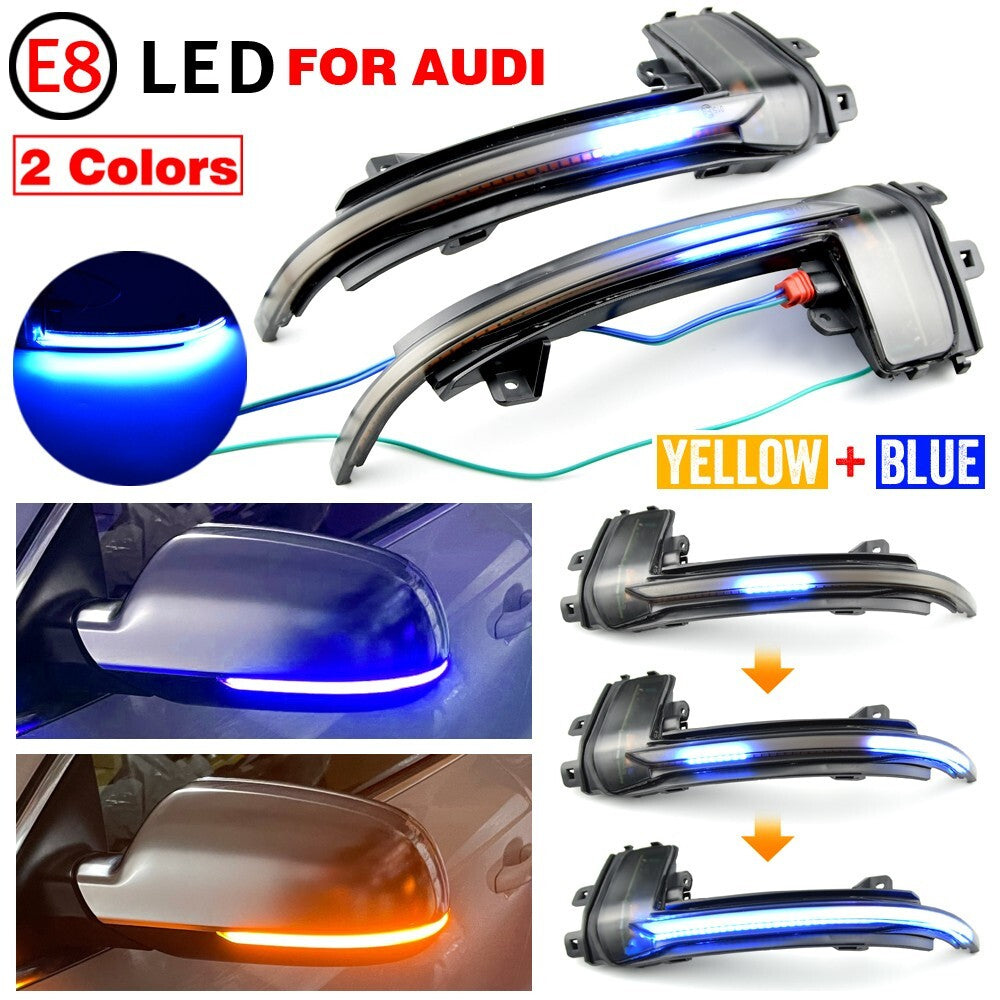 2pcs LED Dynamic Side Mirror Turn Signal Light Assembly Blue for Audi A3 B8.5 A4